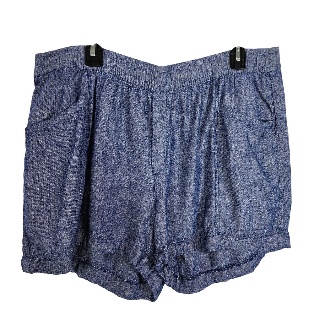 Old Navy High Waisted Linen Blend Chambray Blue Shorts 3.5 inch Inseam Size XL